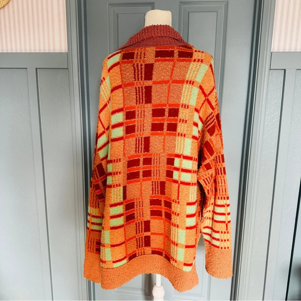 Like New Free People Ruben Oversized Pullover Sweater in Autumn Sunset Combo M - Picture 11 of 16